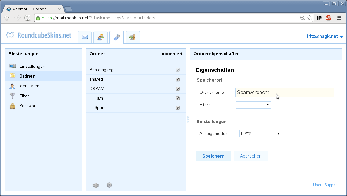 Zielordner fuer als Spam erkannte E-Mails